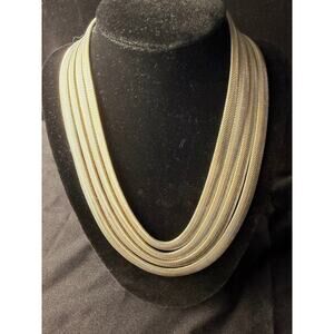 Vintage Nine West multi-strand silver-tone herringbone statement necklace 16”